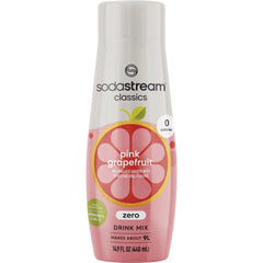 SodaStream bottle front packaging showing pink grapefruit label and calorie-free benefit