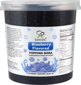 Soeos front packaging of blueberry popping boba showing bulk 3 kg size and brand