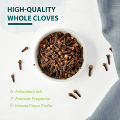 Close up of Soeos clove stem and head texture highlighting freshness and rich essential oils