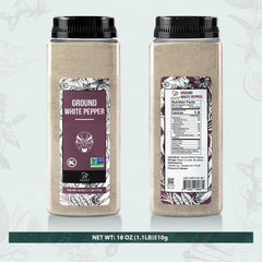 Soeos fine white pepper powder close-up highlighting smooth texture