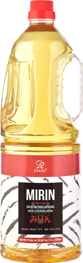 Soeos mirin front bottle showing packaging and volume for pantry storage benefit