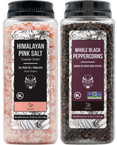 Soeos front packaging of pink Himalayan salt showing coarse crystals and size benefit