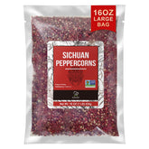 Soeos front packaging showing 16oz authentic Sichuan peppercorns and clear jar benefit freshness