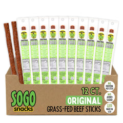 Sogo Snacks front packaging shows 12-pack and clean-ingredient benefit