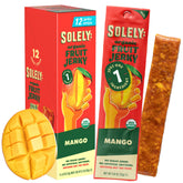 Solely front packaging showing organic mango fruit jerky benefits