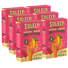 SOLELY front packaging showing mango and guava and clear ingredient promise