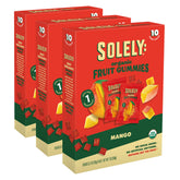 SOLELY front packaging showing three boxes with clear organic mango branding and convenience
