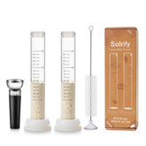 Solrify front view of two aliquot tubes showing scale and lids for clear monitoring