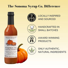 Close-up of syrup texture and spices, Sonoma Syrup Co highlighting real pumpkin and spice balance