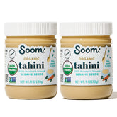 Soom front label showing organic tahini jar and clear branding benefit clear choice