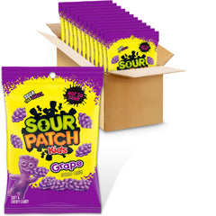 SOUR PATCH KIDS front packaging showing grape flavor and sealed freshness