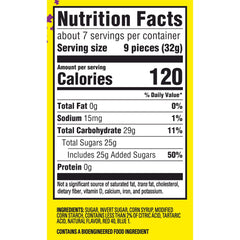 SOUR PATCH KIDS open bag spilling grape gummies for easy sharing