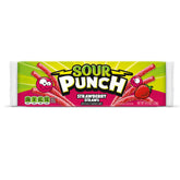 Sour Punch front packaging showing tray and bold strawberry appeal