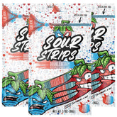 SOUR STRIPS front packaging shows doubleberry belts and resealable bag for freshness