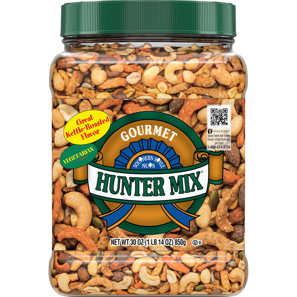Southern Style Nuts front canister showing brand and 30 oz size for easy storage