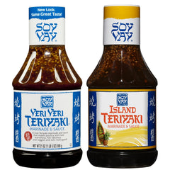 Soy Vay Veri Veri bottle front view showing bold label and easy pouring benefit