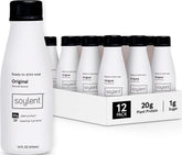 Soylent bottle front packaging showing product and benefits