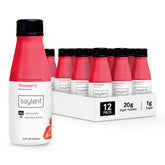 Soylent bottle front packaging showing strawberry flavor and ready-to-drink convenience
