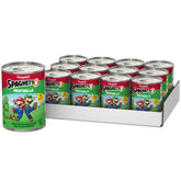SpaghettiOs front packaging showing Super Mario design and quick meal benefit
