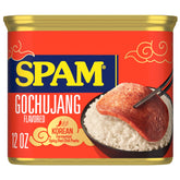 SPAM gochujang front can showing label and pack details, highlights convenience