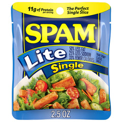 SPAM Lite front packaging showing brand and single-pouch convenience