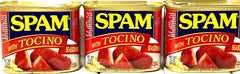 SPAM front can showing tocino seasoning and convenient pantry storage benefit
