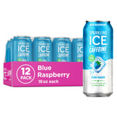 Sparkling Ice front packaging showing blue raspberry cans and vibrant look
