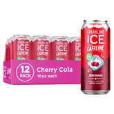Sparkling Ice front packaging showing Cherry Cola cans and bold branding benefit refreshment