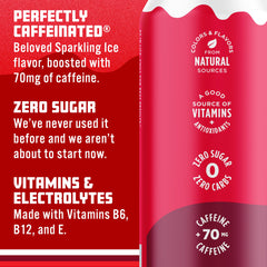 Sparkling Ice pouring Cherry Cola into glass with ice showing cold, crisp taste benefit