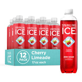 Sparkling Ice Cherry Limeade front packaging showing 12 bottles and vibrant branding