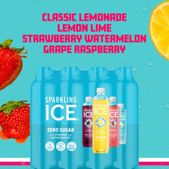 Sparkling Ice Classic Lemonade bottle close-up highlighting bright citrus flavor
