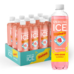 Sparkling Ice STARBURST front packaging showing vibrant watermelon flavor and zero sugar benefit