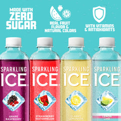 Sparkling Ice Strawberry Watermelon bottle close-up showing sweet fruit benefit
