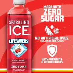 Sparkling Ice pouring into glass with fizz showing refreshing cherry taste