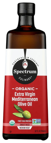 Spectrum bottle front showing label and organic benefit