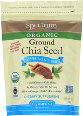 Spectrum ground chia front package showing 10 oz bag and organic seal for pantry convenience