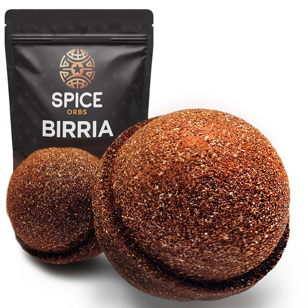 Spice Orbs front packaging showing birria seasoning and two large orbs for convenience