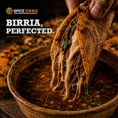 Close-up of a Spice Orbs birria bomb texture highlighting compressed spice convenience