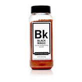 Spiceology Black Magic front label showing jar and bold Cajun branding benefit: identifiable pantry staple