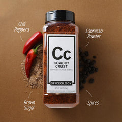 Spiceology texture close-up of coarse rub showing espresso granules