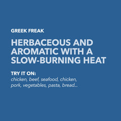 80 oz Spiceology Greek Freak beside a kitchen scale to show generous bulk size
