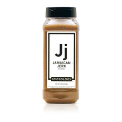 Spiceology jar front label showing 18 oz size and Caribbean branding for clear purchase benefit