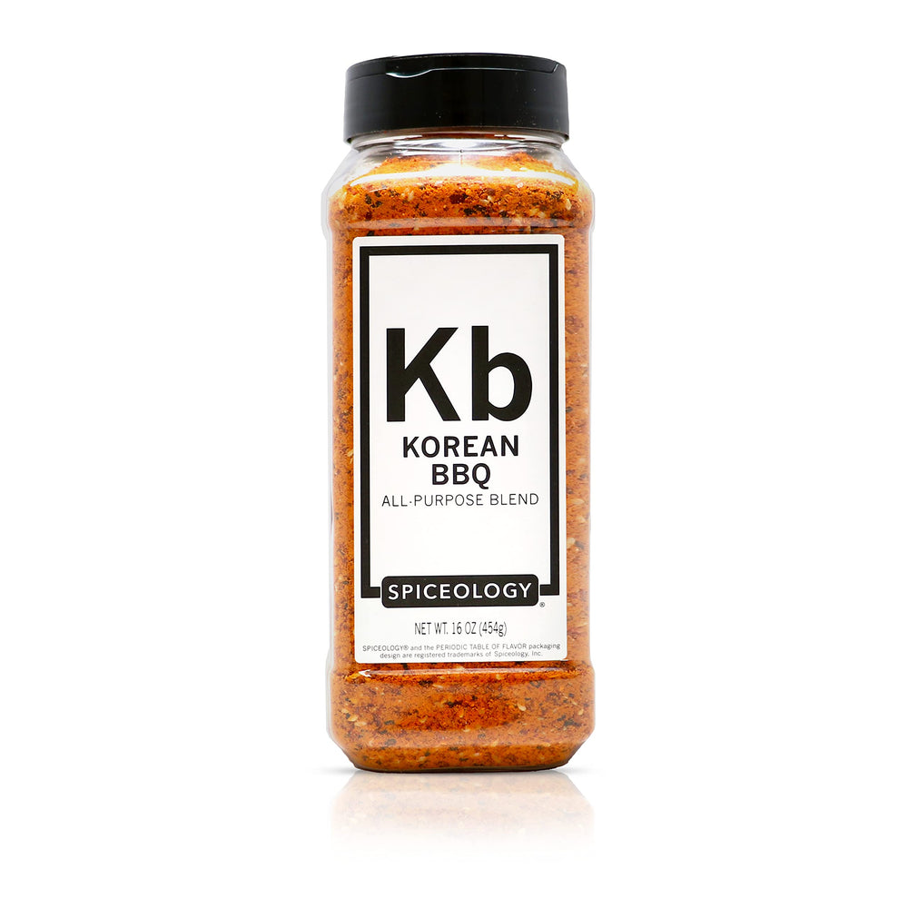 Spiceology jar front packaging showing bold label and 16 oz size benefit