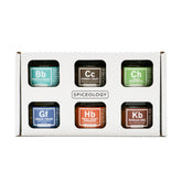 Spiceology boxed signature series set front view showing six blends and gift-ready packaging benefit