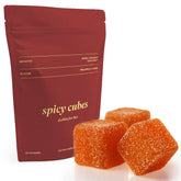 Spicy Cubes front packaging showing jar and label for easy identification and gifting