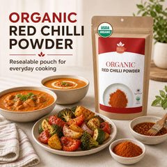 SPICY ORGANIC finely ground powder texture showing smooth mixability benefit
