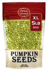 Spicy World front packaging showing 5 lb bag and clear label for pantry convenience