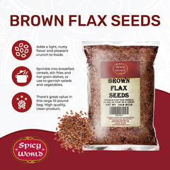 Close-up of Spicy World brown flaxseed texture highlighting crunchy benefit