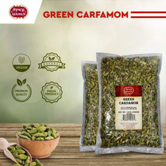 Spicy World loose cardamom pods in wooden bowl, convenient bulk supply
