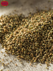 Spicy World celery seeds in spoon showing quantity and size comparison